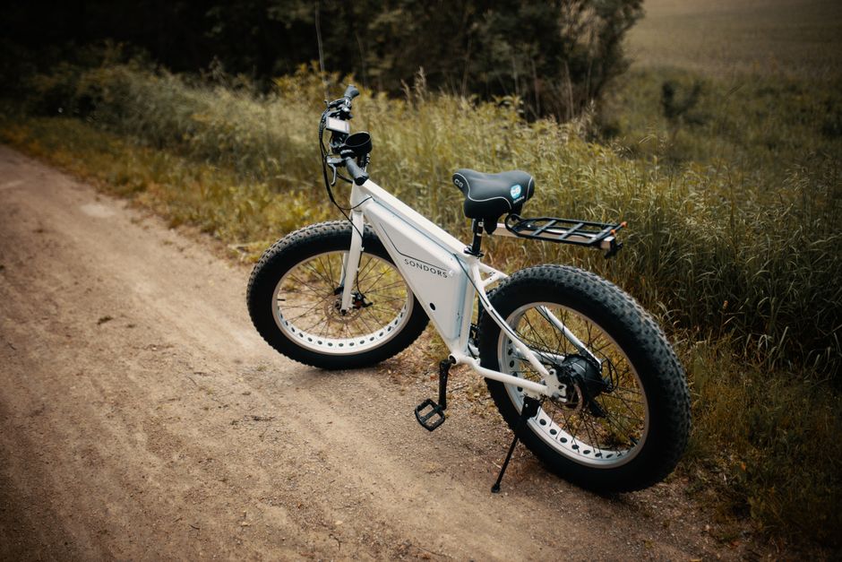 Fat-tire e-bike on a forest trail
