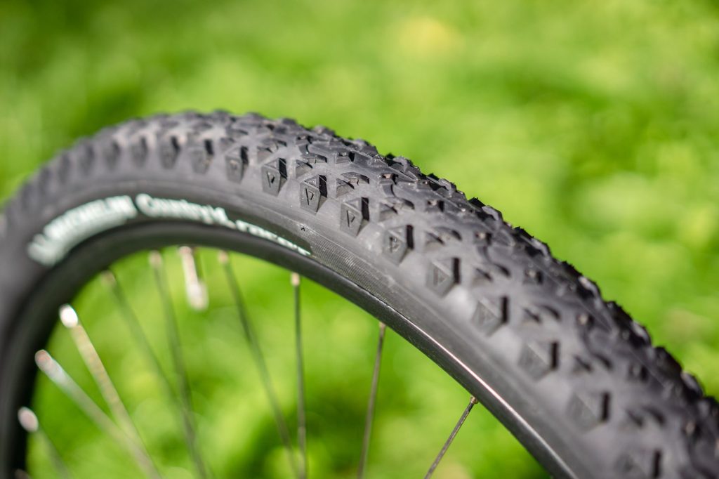 E-bike tire tread close up
