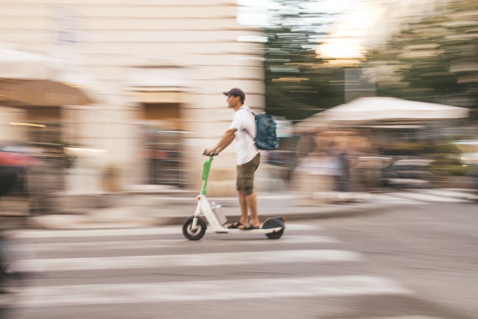 Electric scooter on a city street
