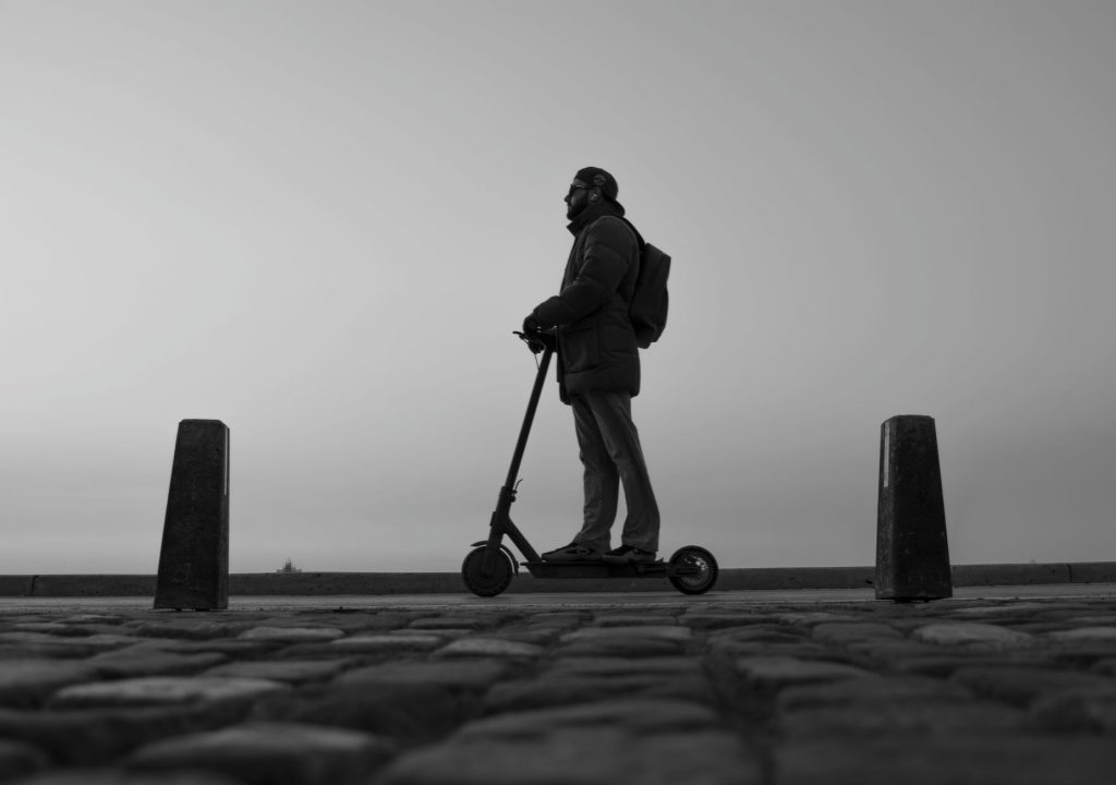 Electric scooter on a city street
