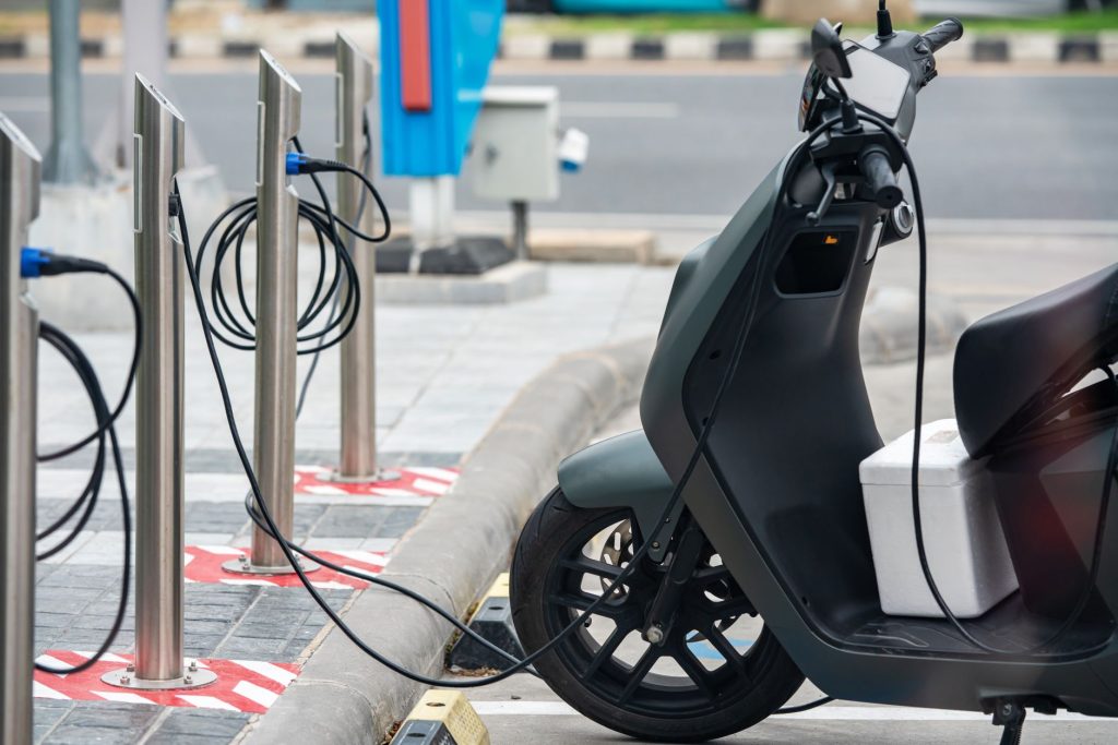 Electric bike battery on charge