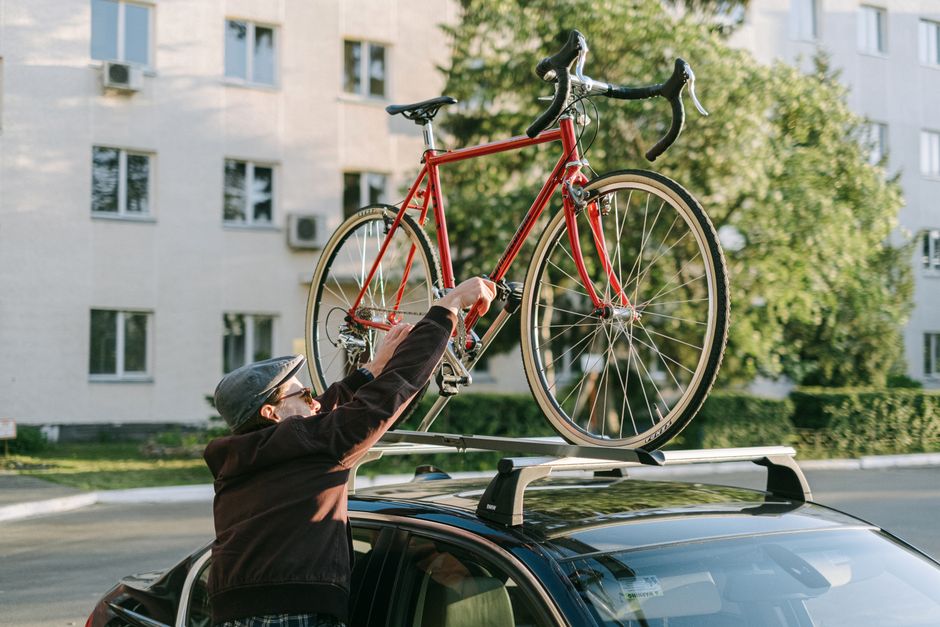 E-bikes mounted on a car bike rack