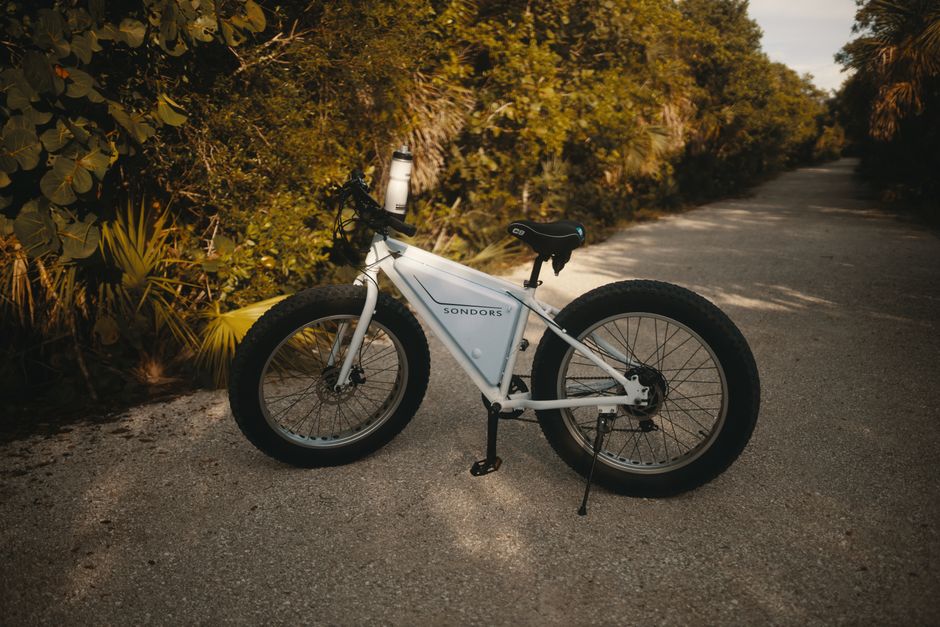 Fat-tire e-bike on a forest trail